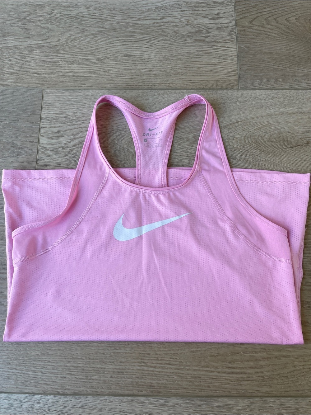 Nike Pink Racerback Performance Tank Top with White Swoosh